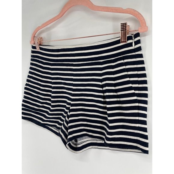 J. Crew Women's Size 6 Navy/White Striped Sailor Linen Blend Pleated Shorts - Picture 6 of 8